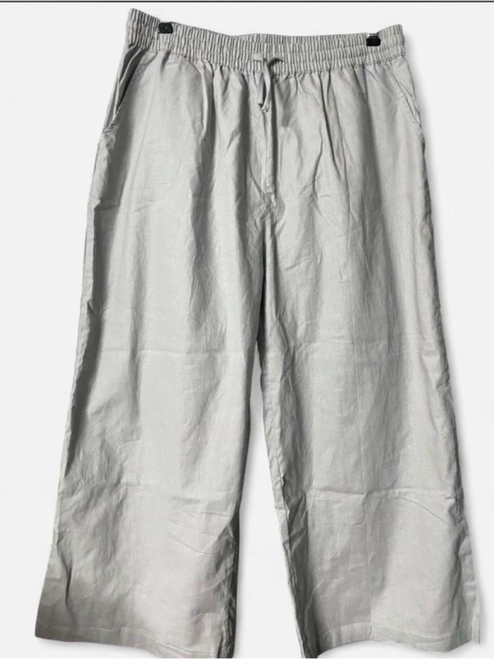 Elastic-Waist Relaxed Chino Pants in Light Gray